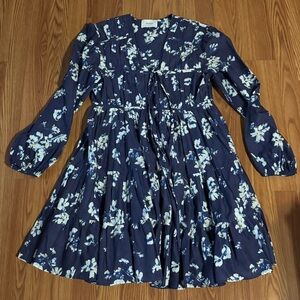 Merlette New York Lasse Dress Indigo Floral Bohemian Luxury Cottagecore